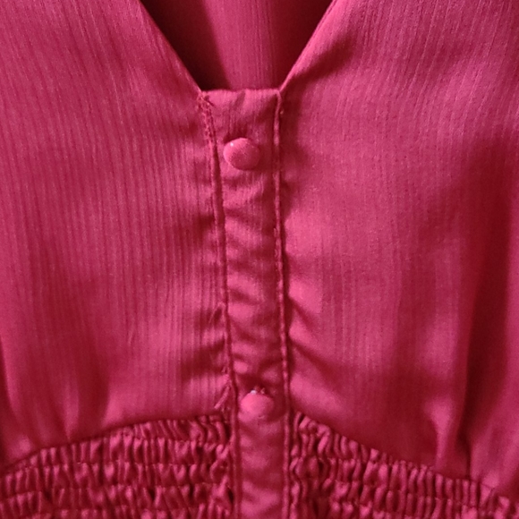 Red Satin Stretch Blouse - Picture 3 of 4